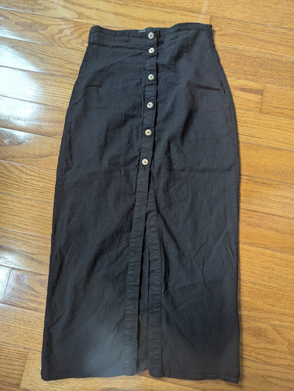 Zara Stretchy Linen Blend Midi Skirt